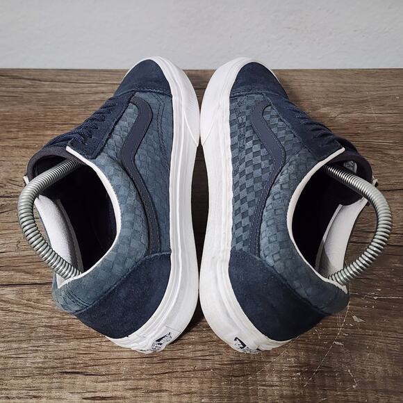 Vans Old Skool Emboss Mini Check Women's Athletic Skate Shoes Size 7.5 Blue - Picture 5 of 9